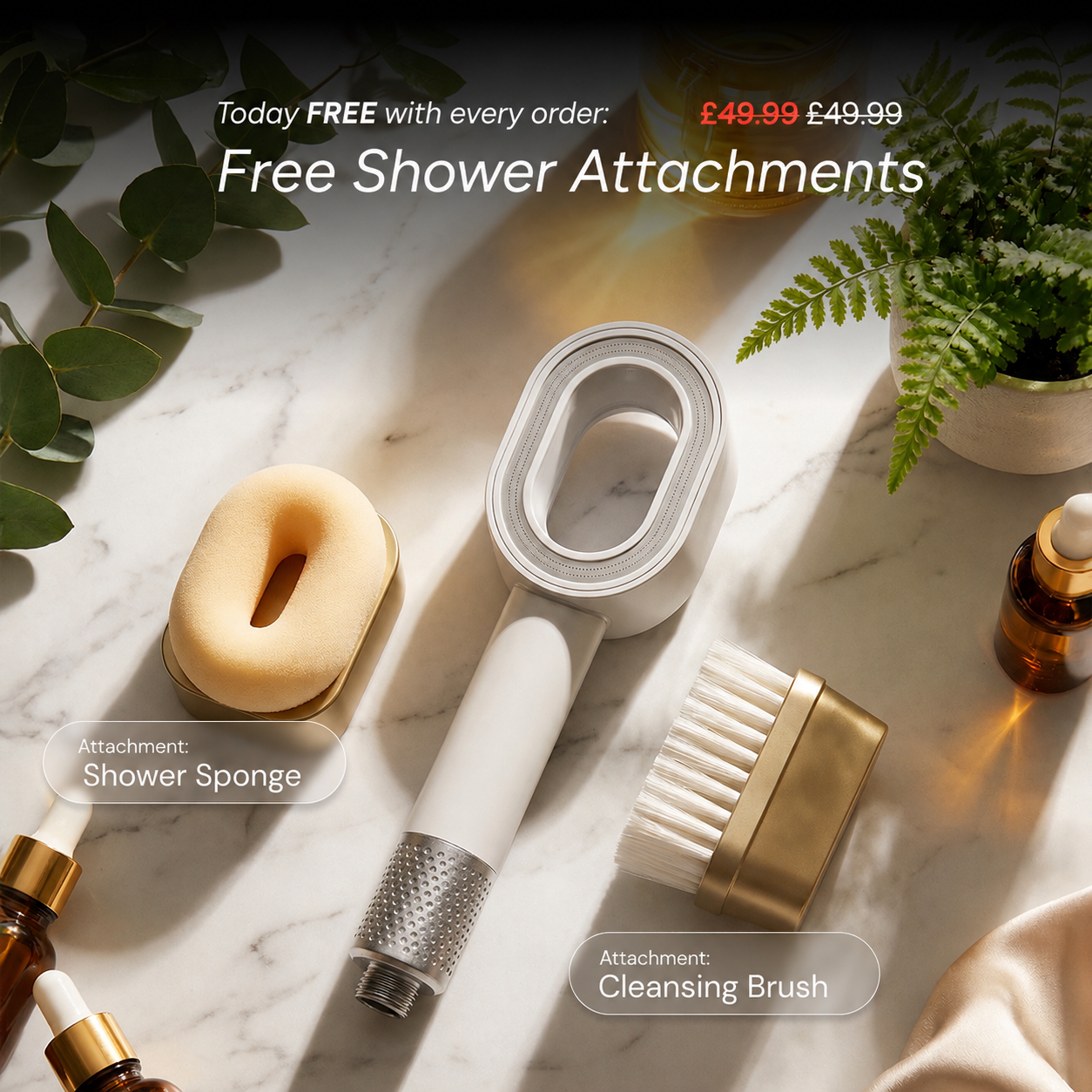 Pure 3-in-1 Beauty Filter Shower Head + 2 Care Attachments
