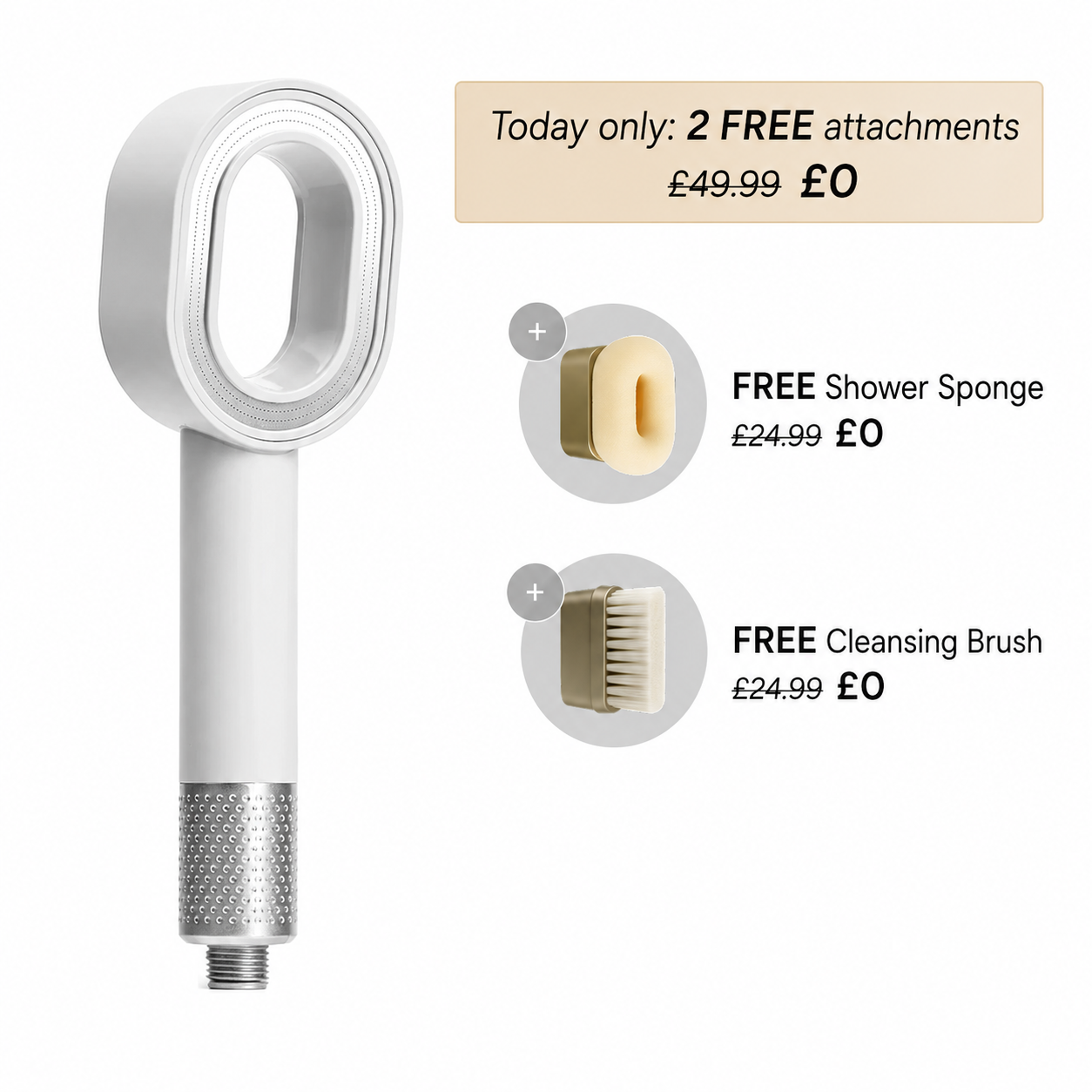 Pure 3-in-1 Beauty Filter Shower Head + 2 Care Attachments